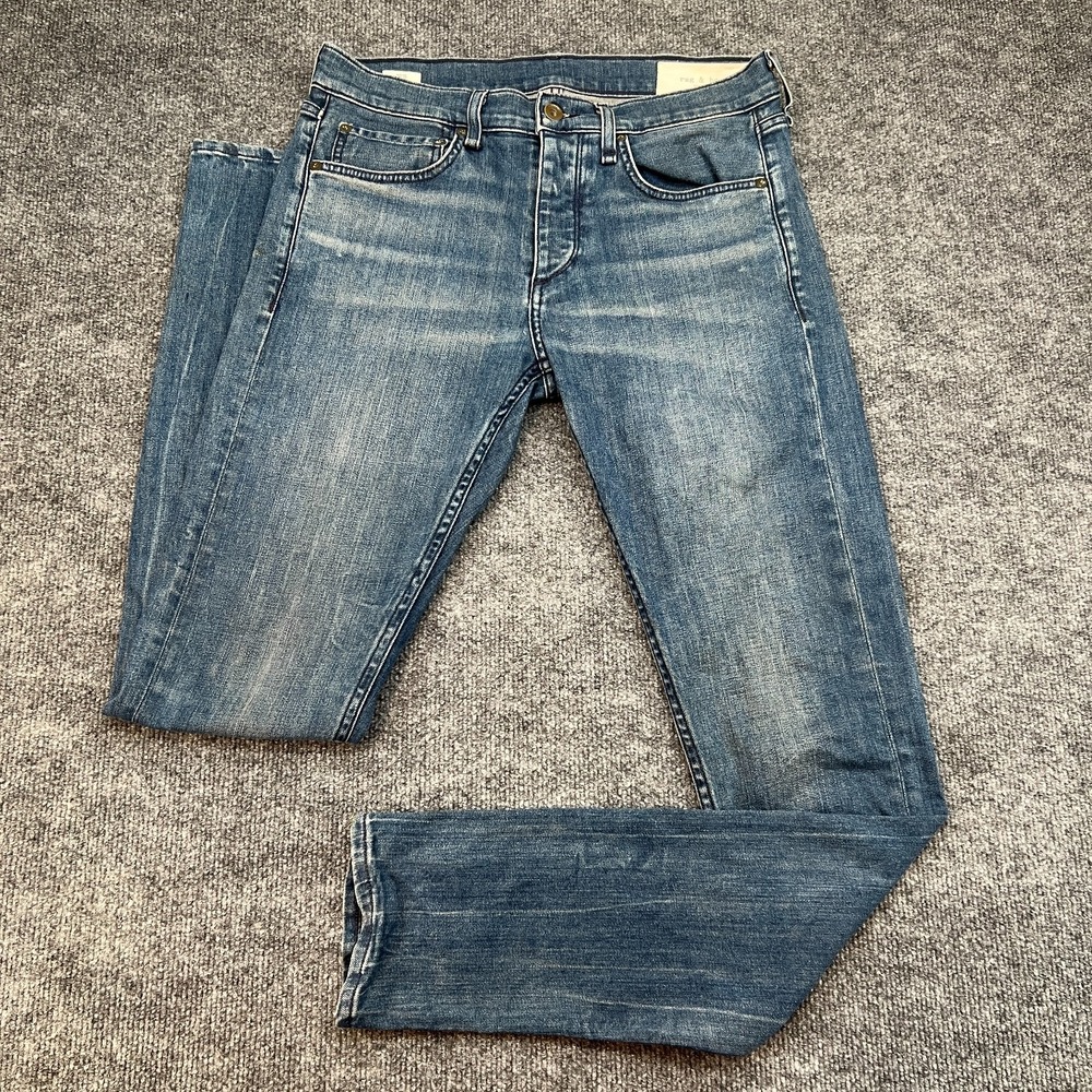 Rag & Bone New York Fit 1 Extra Slim Men'S Blue Jeans Button Fly Size 30x34